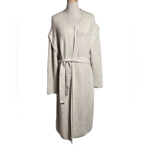 Express Cream Fuzzy Maxi Tie Cardigan Sweater